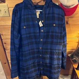 Men’s L.L. Bean fleece lined Flannel Hooded Button up size M-Tall